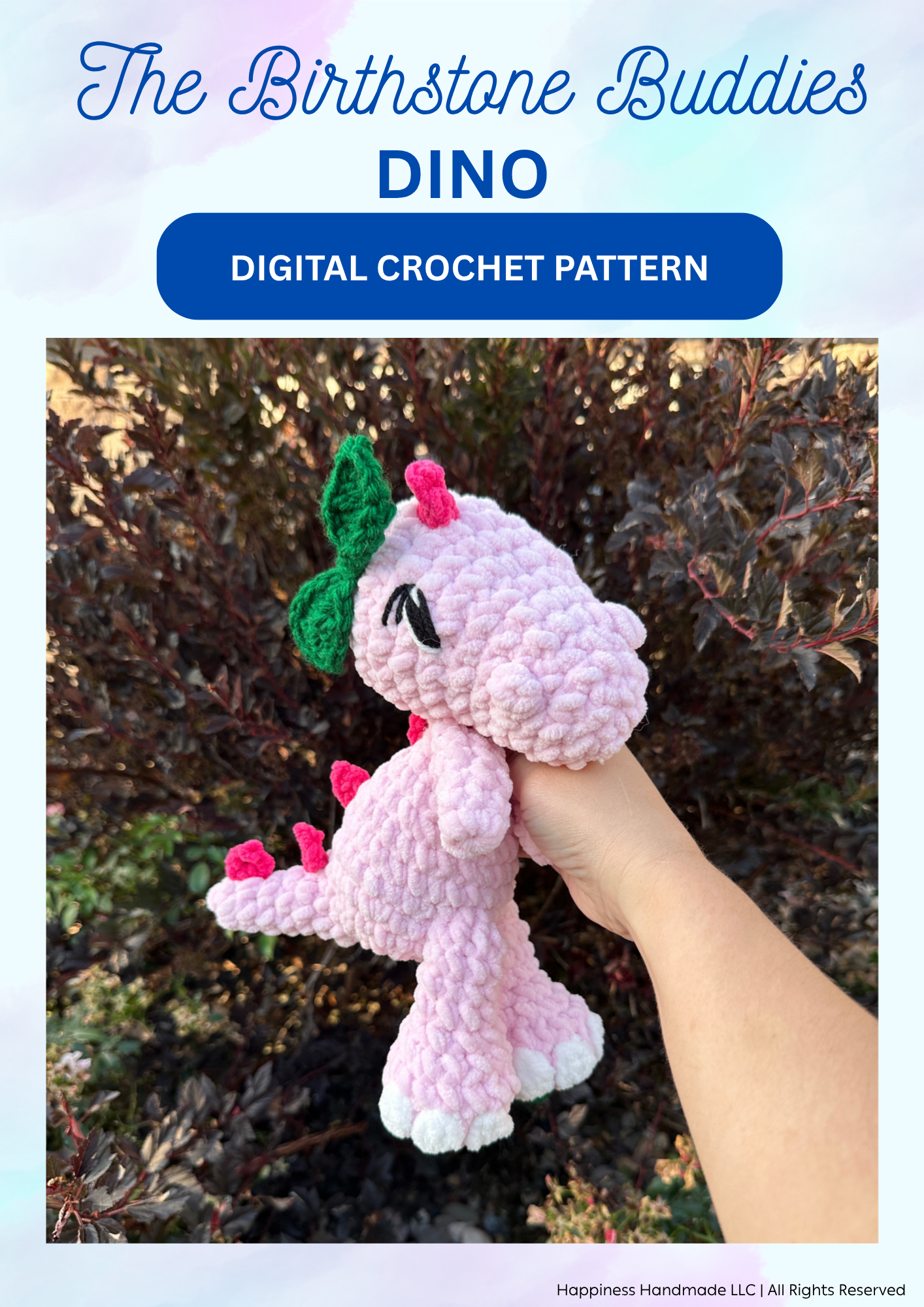 Birthstone Dino Crochet Pattern
