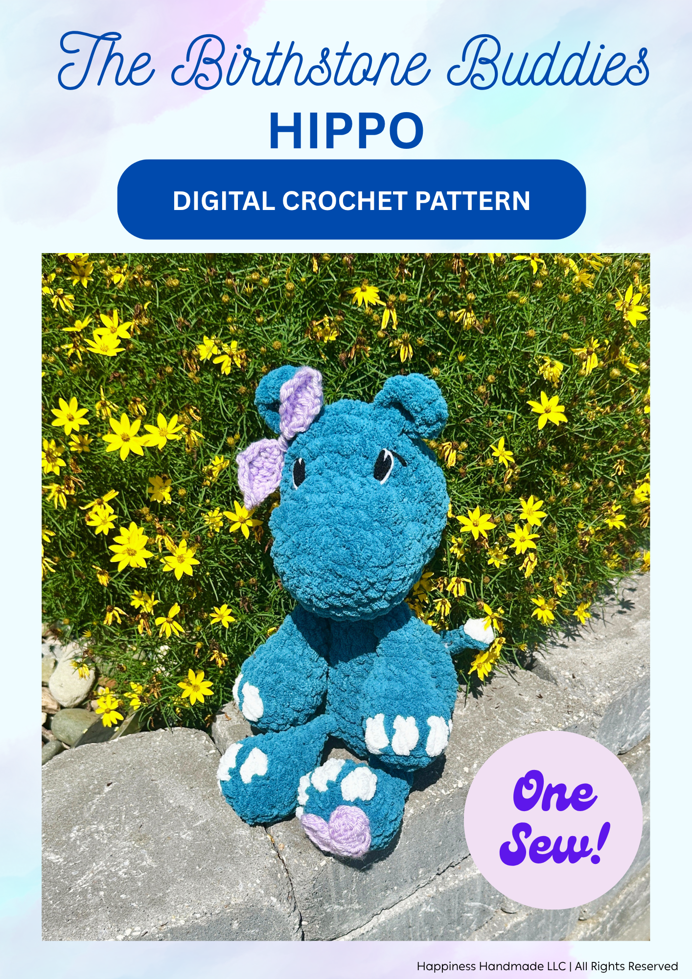 Birthstone Hippo Crochet Pattern