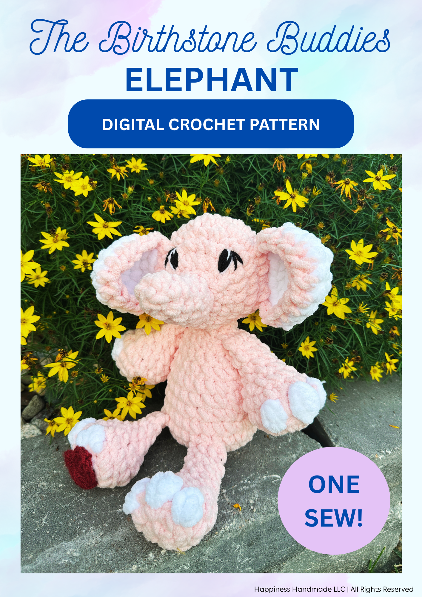Birthstone Elephant Crochet Pattern