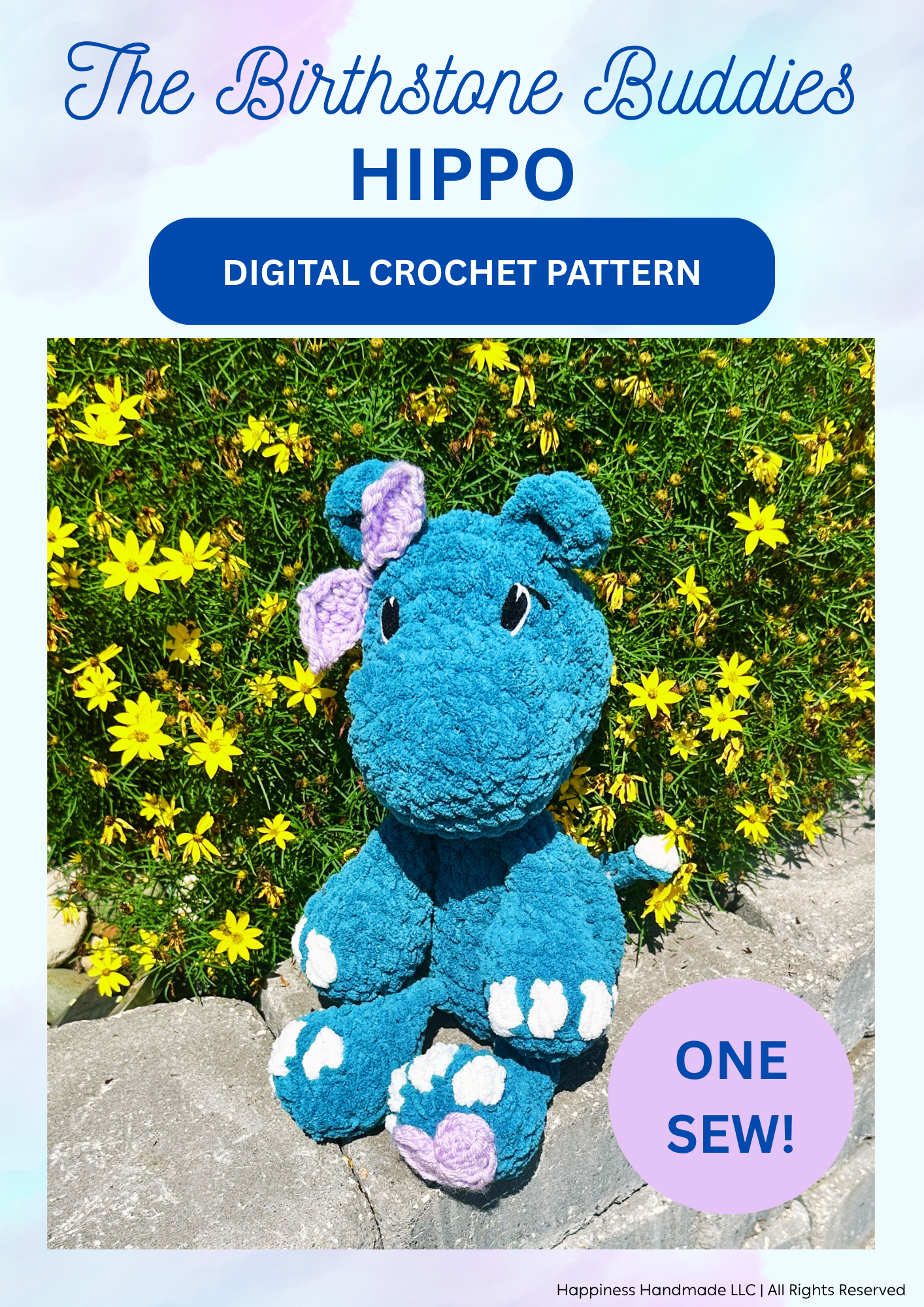 Birthstone Hippo Crochet Pattern